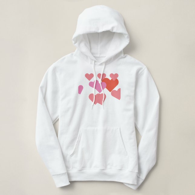 Romantic Valentine Love Hearts Design Hoodie (Design Front)