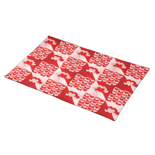 Romantic Valentine Love Hearts Red White Heart Cloth Placemat