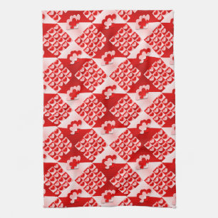 Romantic Valentine Love Hearts Red White Heart Towel