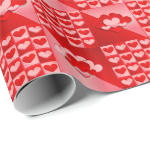 Romantic Valentine Love Hearts Red White Heart Wrapping Paper