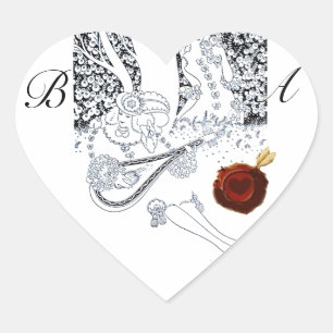 ROMANTIC VALENTINE LOVERS RED WAX SEAL MONOGRAM