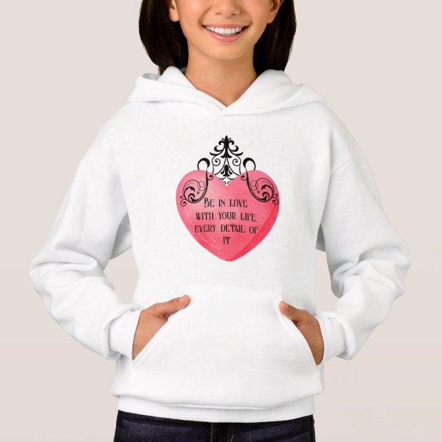 Romantic Valentine Pink Heart Hoodie (Front)