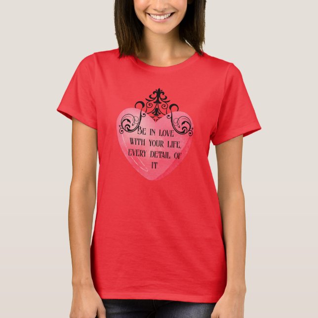 Romantic Valentine Pink Heart T-Shirt (Front)