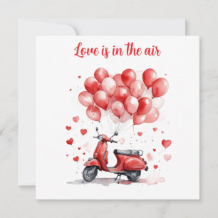 Romantic Valentine Red Scooter Italy   Holiday Card