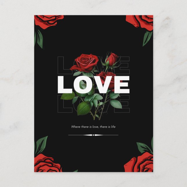 Romantic Valentine’s Day 2026 with Love & Rose Holiday Postcard (Front)