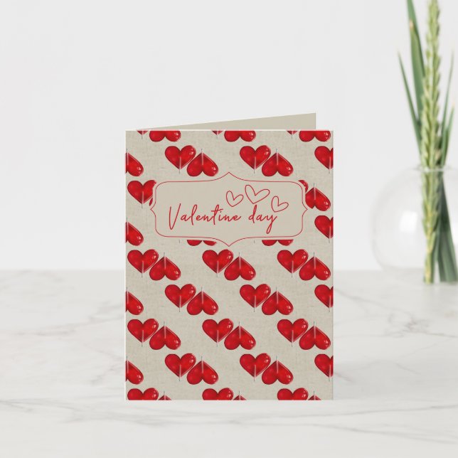 Romantic Valentine’s Day Card | Red Heart Pattern  (Front)