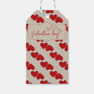 Romantic Valentine’s Day Card | Red Heart Pattern  Gift Tags