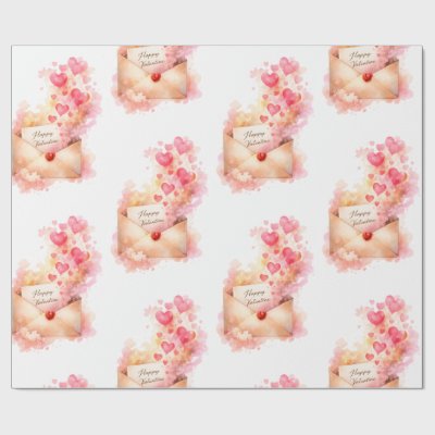 Romantic Valentine Wrapping Paper Love Envelope 