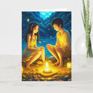 Romantic Valentine's Day Anime Couple Card