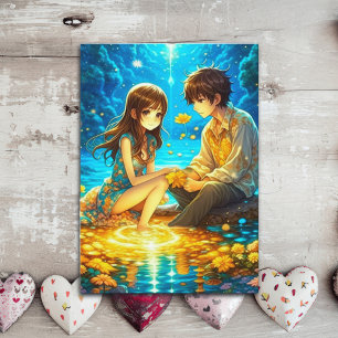 Romantic Valentine's Day Anime Couple Card