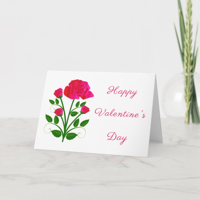 Romantic Valentine's Day Card Pink Rose Love (Front)