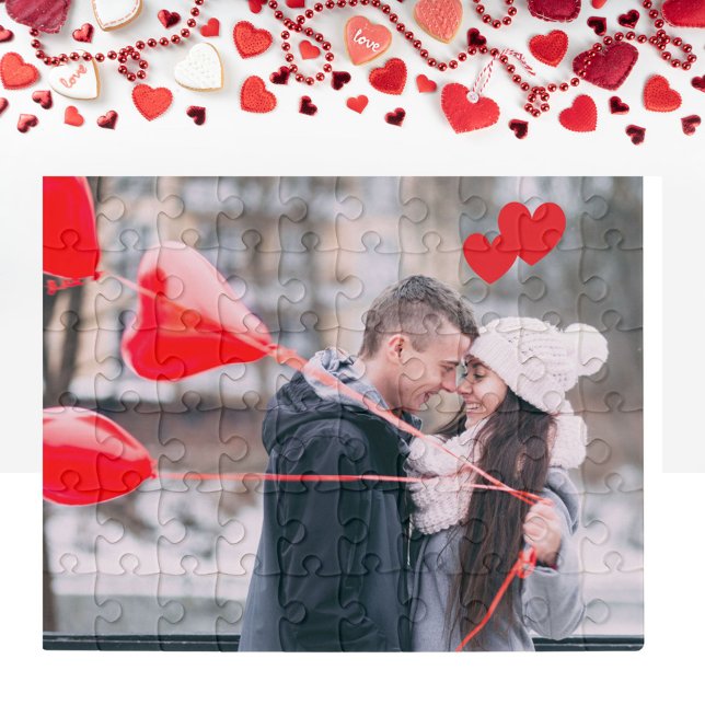 Romantic Valentine's Day Couple Red Heart Balloons Jigsaw Puzzle (Creator Uploaded)