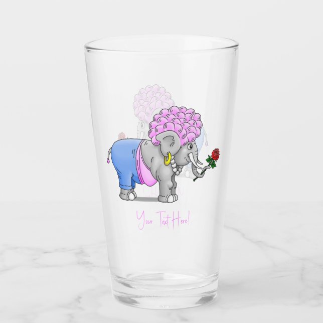Romantic Valentine's Day Elephant Glass (Front)