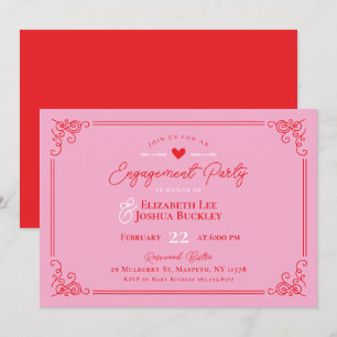 Romantic Valentine's Day Engagement Party Invitation