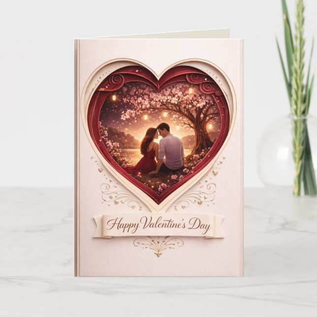 Romantic Valentine's Day Folded Greeting Card: Hea Card (Front)