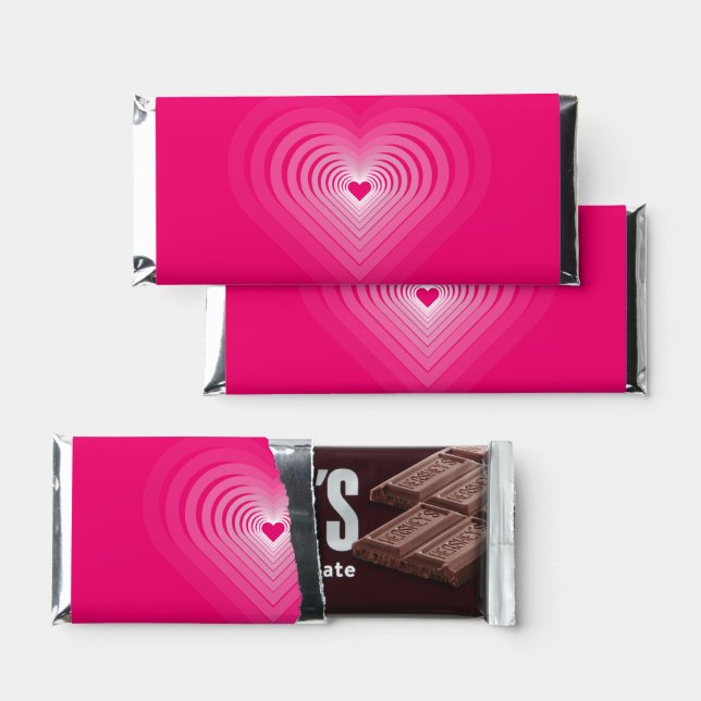 Romantic Valentine's Day Gift with Hearts and Text Hershey Bar Favors (Front)