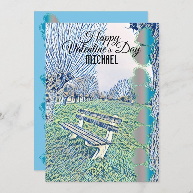 Romantic Valentines Day Heart Garden Bench For Him (Front/Back)