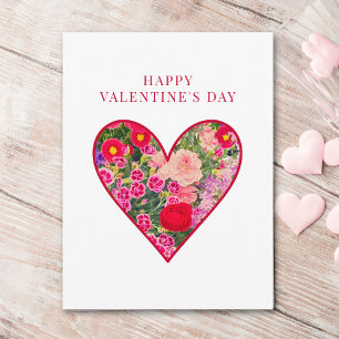 Romantic Valentine's Day - Love Pink Floral Heart Card