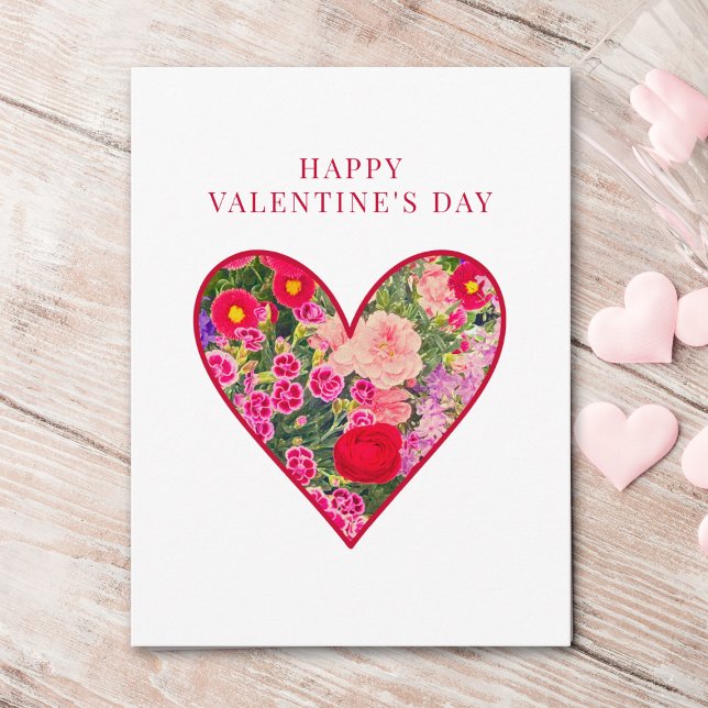 Romantic Valentine's Day - Love Pink Floral Heart Card (Creator Uploaded)