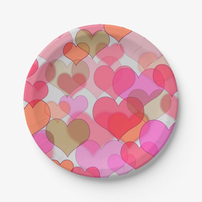 Romantic Valentine's Day Love Pink Sweetheart Paper Plates (Front)