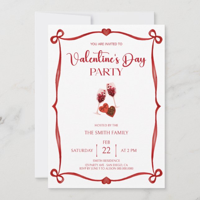 Romantic Valentine's day party Invitation (Front)