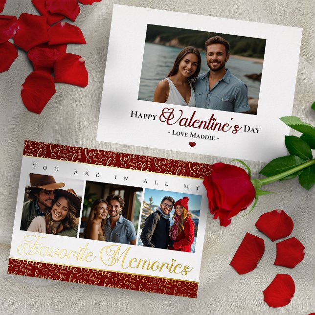 Romantic Valentine's Day Photo Collage Foil Holiday Card (Romantic Valentine's Day Photo Collage Foil Holiday Card)