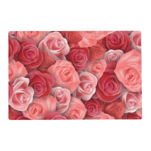 Romantic Valentines day pink and red roses Placemat