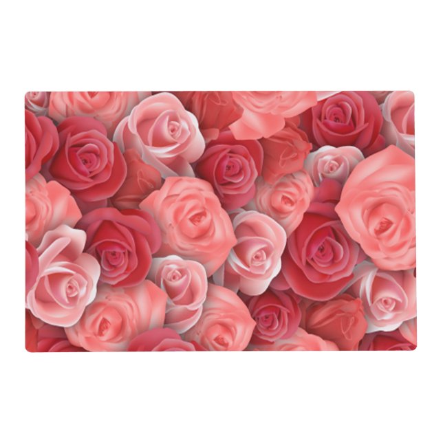 Romantic Valentines day pink and red roses Placemat (Front)
