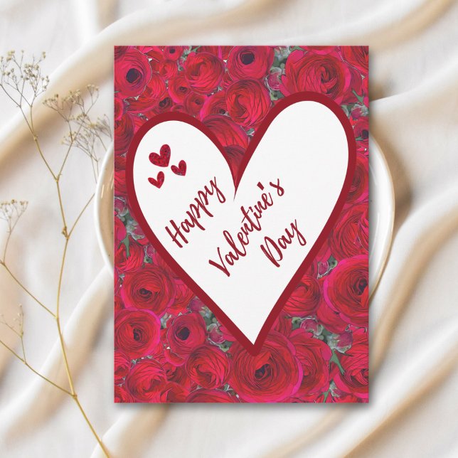 Romantic Valentines Day - Red Roses Heart Blank Postcard (Creator Uploaded)