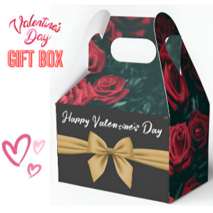 Romantic Valentine's Day Roses with Elegant Bow Favor Boxes