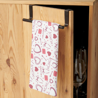 Romantic Valentine's Day - White & Pink Kitchen Towel