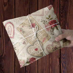 Romantic Valentines Decoupage Roses Hearts Letters Tissue Paper