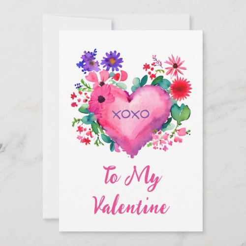 Romantic Valentines Heart Flat Holiday Card
