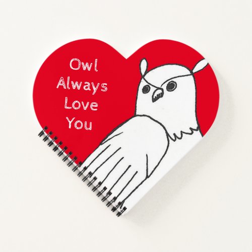 Romantic Valentines Red White Owl Notebook