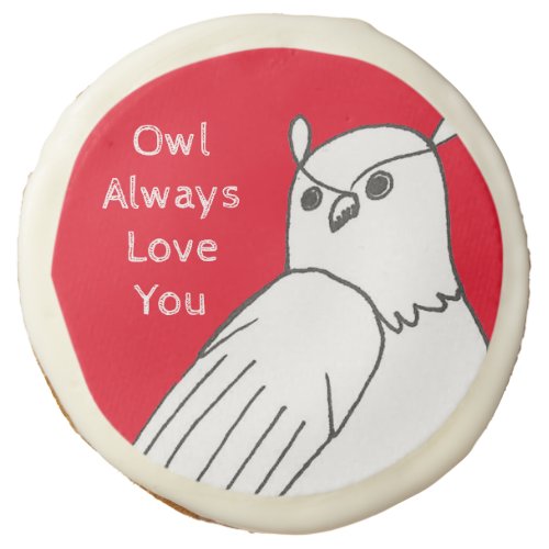 Romantic Valentines Red White Owl Sugar Cookie