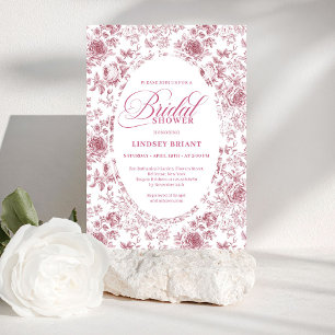Romantic Velvet Rose Floral Toile Bridal Shower   Invitation
