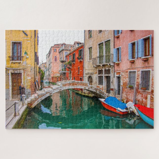 Romantic Venice bridge canal reflections, Italy Jigsaw Puzzle (Horizontal)
