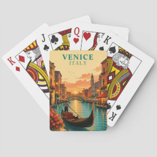 Romantic Venice Italy Gondola Ride Sunset Travel Poker Cards