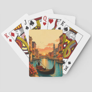 Romantic Venice Italy Gondola Ride Sunset Travel Poker Cards