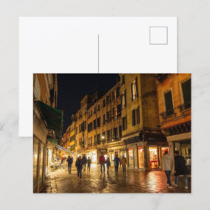 Romantic Venice Street at Night Postcard