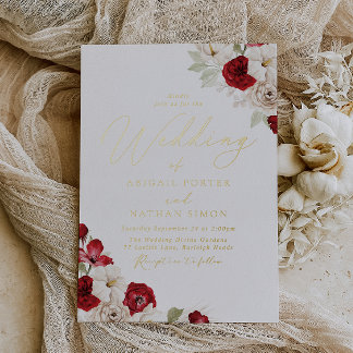 Romantic Vibrant Elegant Gold Foil Wedding Invitation