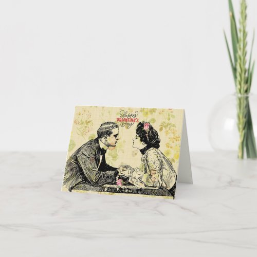 Romantic Victorian Couple Valentines Day  Card