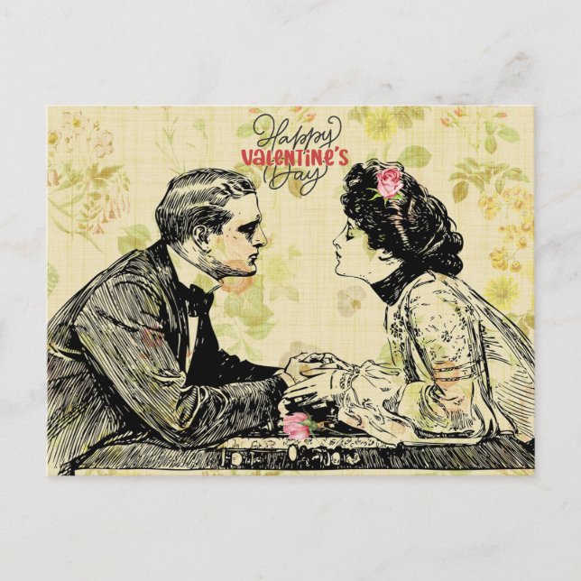 Romantic Victorian Couple Valentine's Day  Postcard (Front)