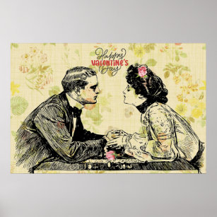 Romantic Victorian Couple Valentine's Day   Poster