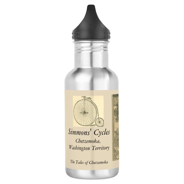 Romantic Victorian cyclists Stainless Steel Water Bottle (Left)