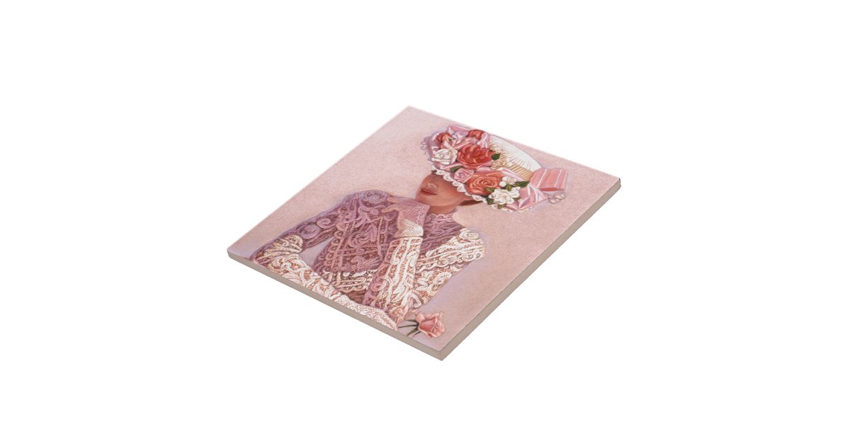 Romantic Victorian Lady Ceramic Tile | Zazzle