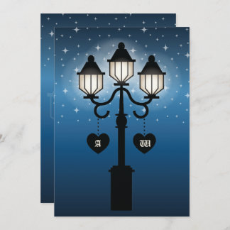 Romantic Victorian Lamp Post With Initials Wedding Invitation