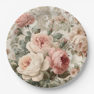 Romantic Victorian Rose Vintage Paper Plates