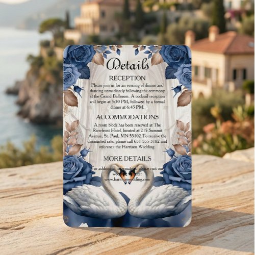 Romantic Victorian Swan & Navy Rose Garden