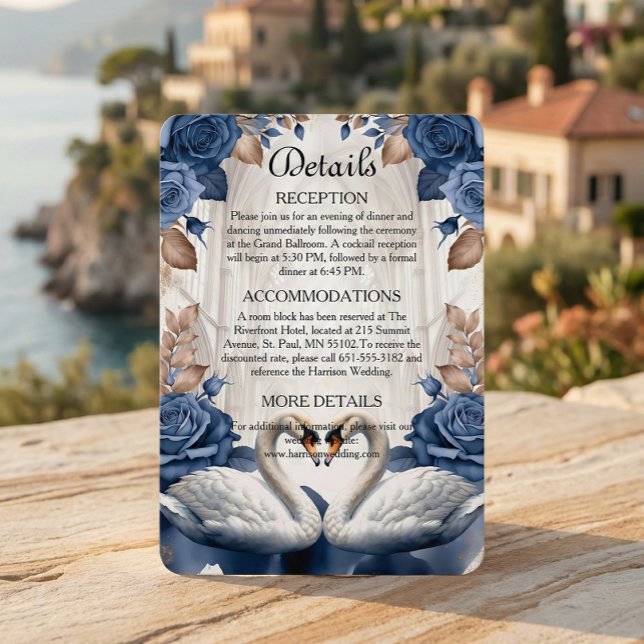 Romantic Victorian Swan & Navy Rose Garden Enclosure Card (Creator Uploaded)